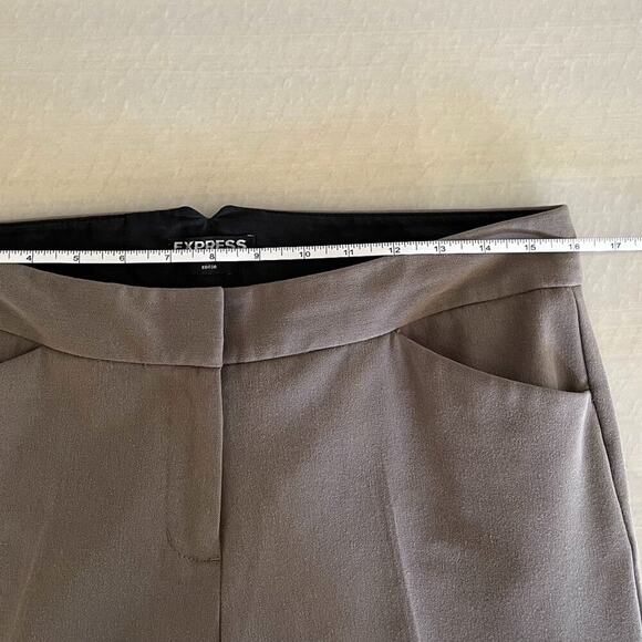 Express Editor Taupe/Beige/Neutral Straight Leg Trousers Mid Rise, Slim, 8R - Picture 5 of 15